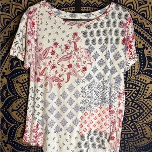 24/7 Paisley and Floral Print Short Sleeve Top